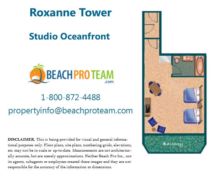 Roxanne Towers Floor Plan 3 - Studio Oceanfront